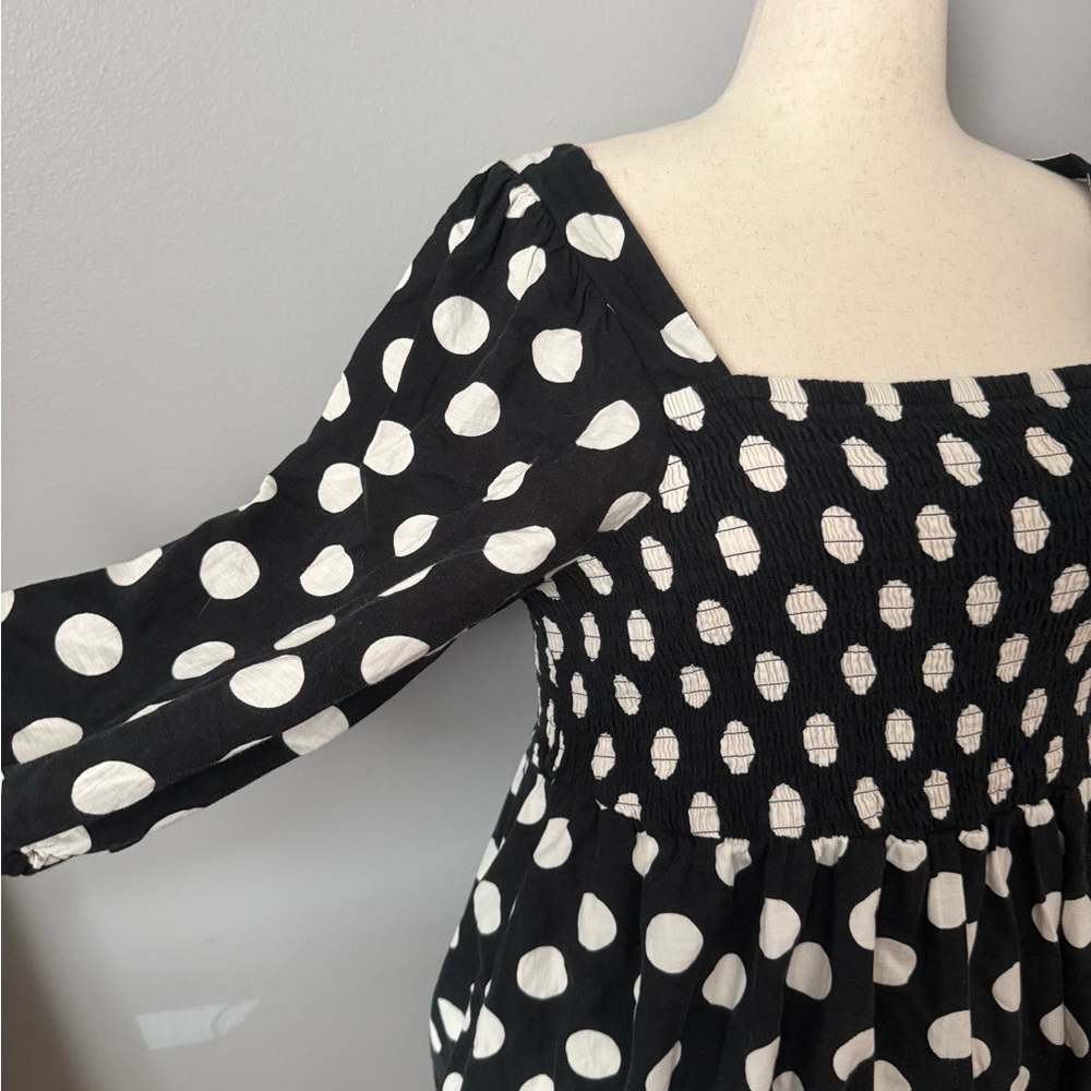 Ava & Viv Black and White Polka Dot Long Sleeve Dress - Picture 2 of 9